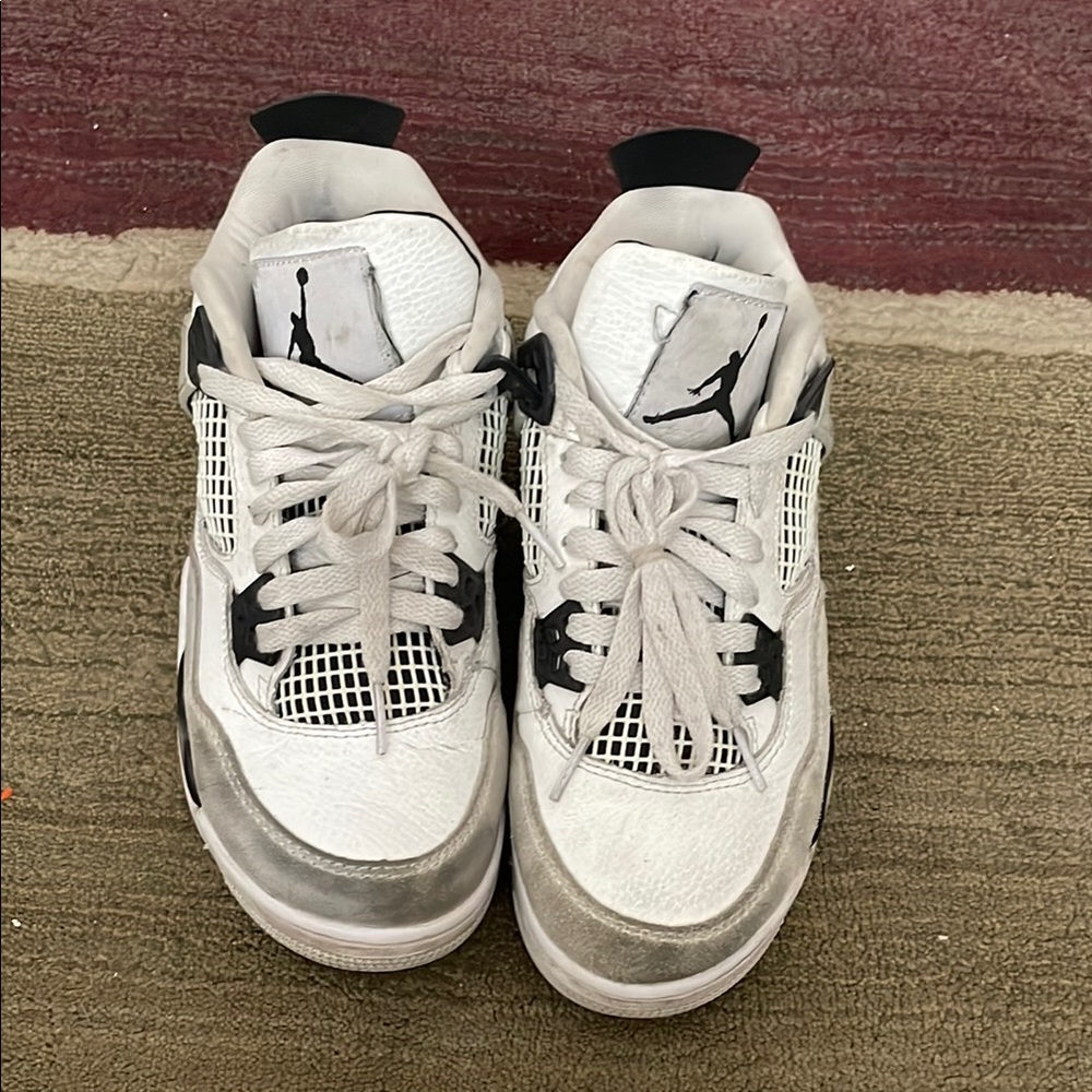 Jordan 4 Men's White and Black Sneakers